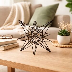 Modern Geometric Metal Star Decor Black & Gold Minimalist Accent